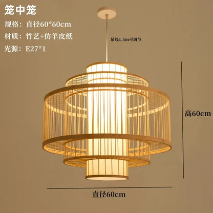 Nordic Bamboo Pendant Light – Handcrafted Ceiling Lamp for Bedrooms & Cosy Interiors