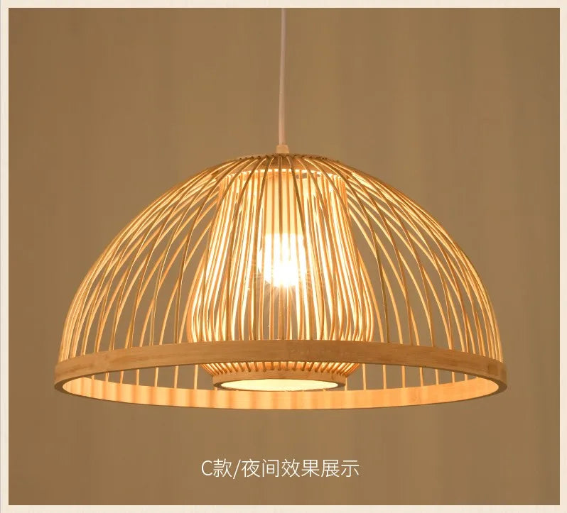 Nordic Bamboo Pendant Light – Handcrafted Ceiling Lamp for Bedrooms & Cosy Interiors