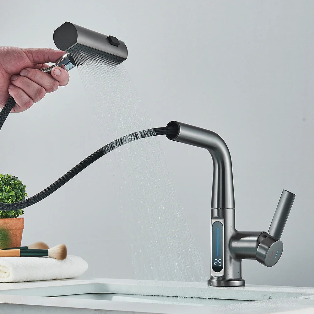 Intelligenter Wasserhahn mit Temperaturanzeige – Eleganz und Technik für Ihr Badezimmer