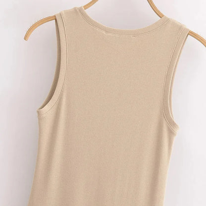 Langes Damenkleid mit Patchwork – Ärmelloses elegantes Frühlingskleid für Alltag & Party