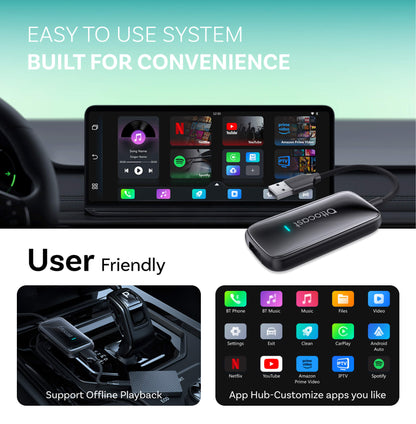2026 New Release Plav2Video Ultra  | Wireless CarPlay & Android Auto All-in-1 Adapter with App Hub